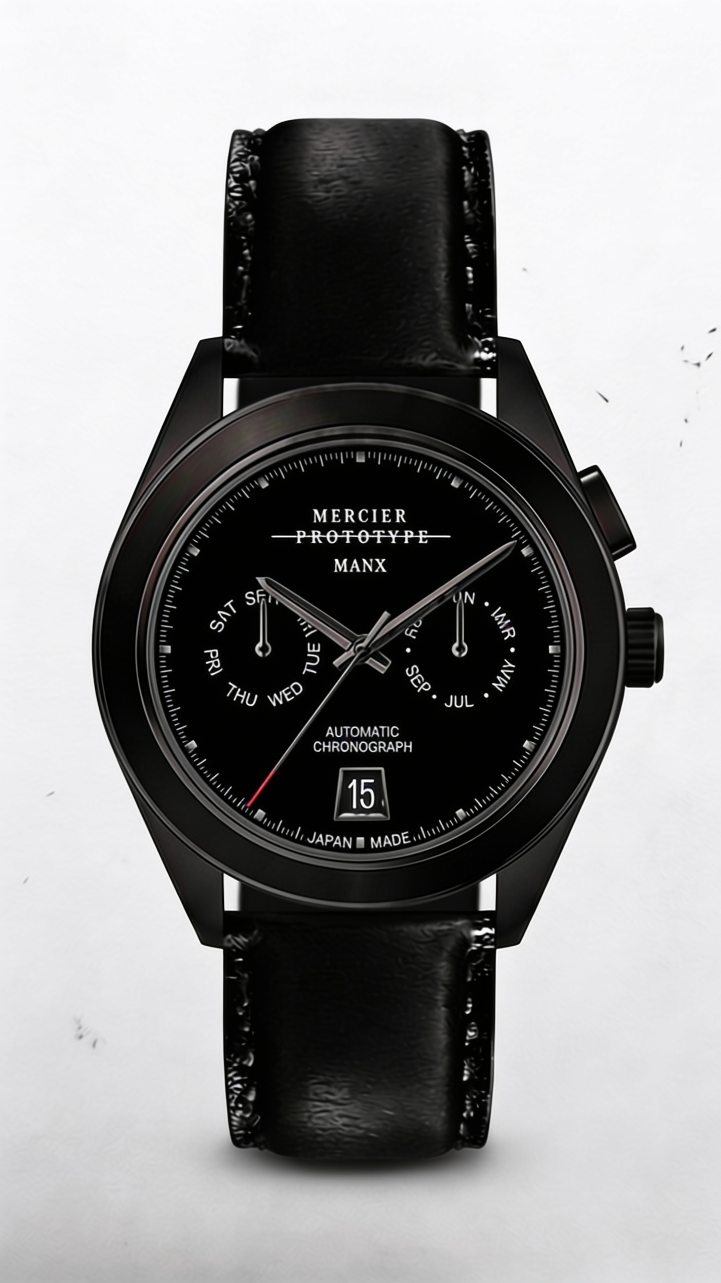 Manx Noir, black dial, front
